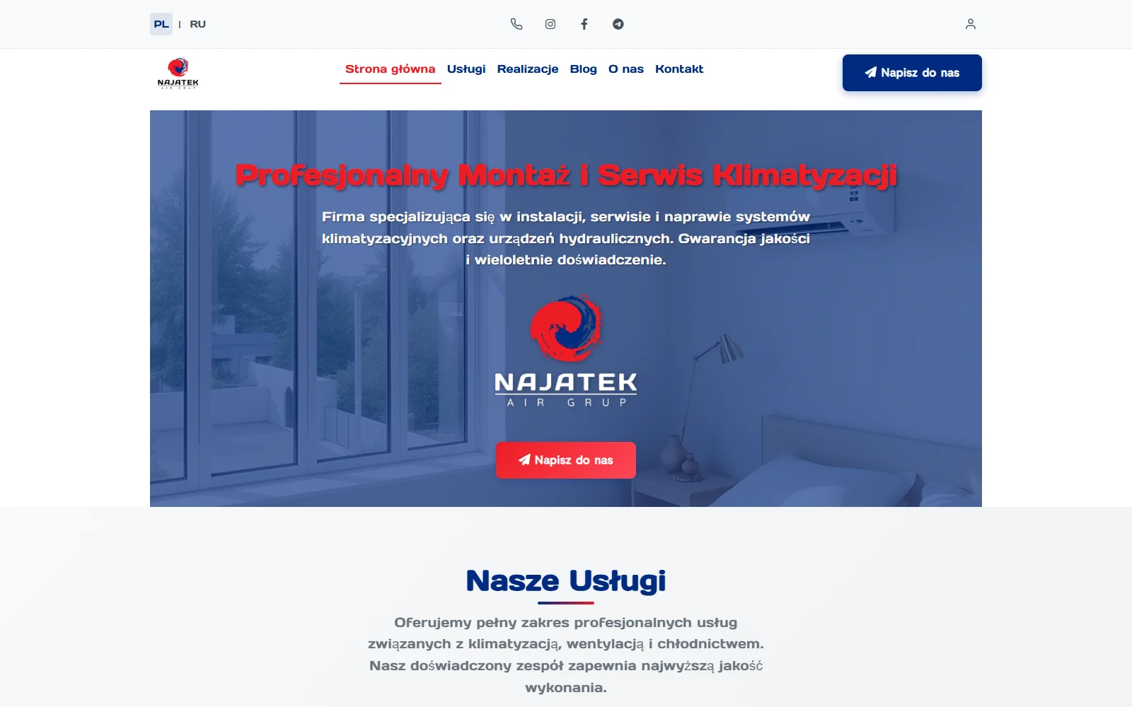 Сайт для Najatek Air Grup