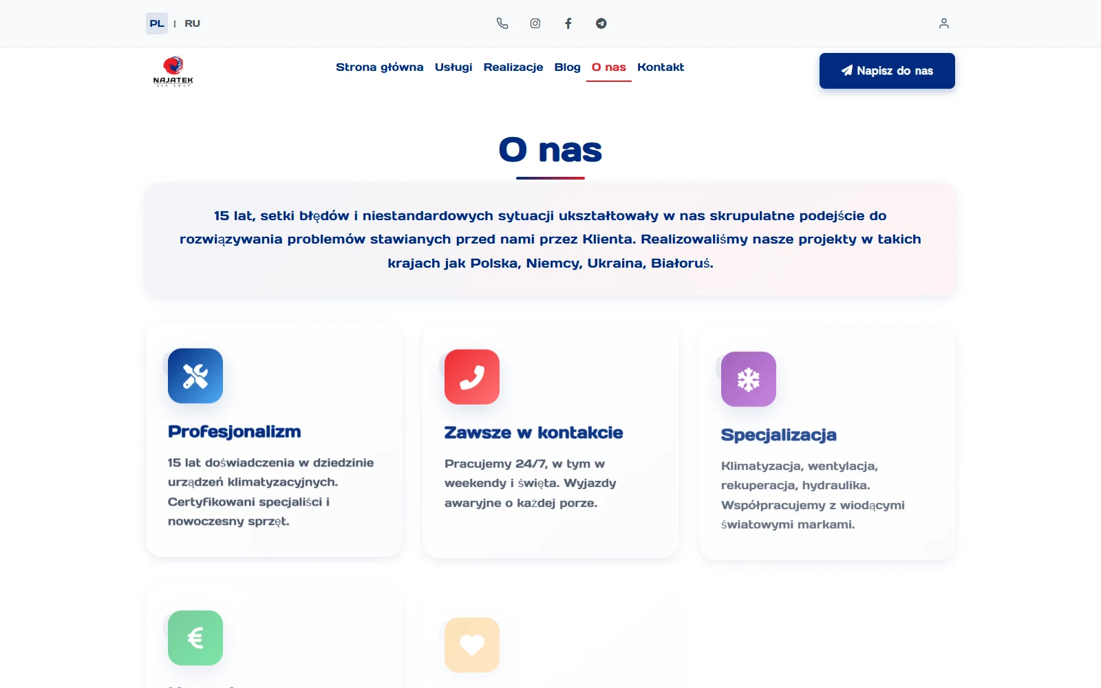 Сайт для Najatek Air Grup
